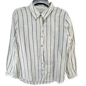Joie White and Black Striped Blouse